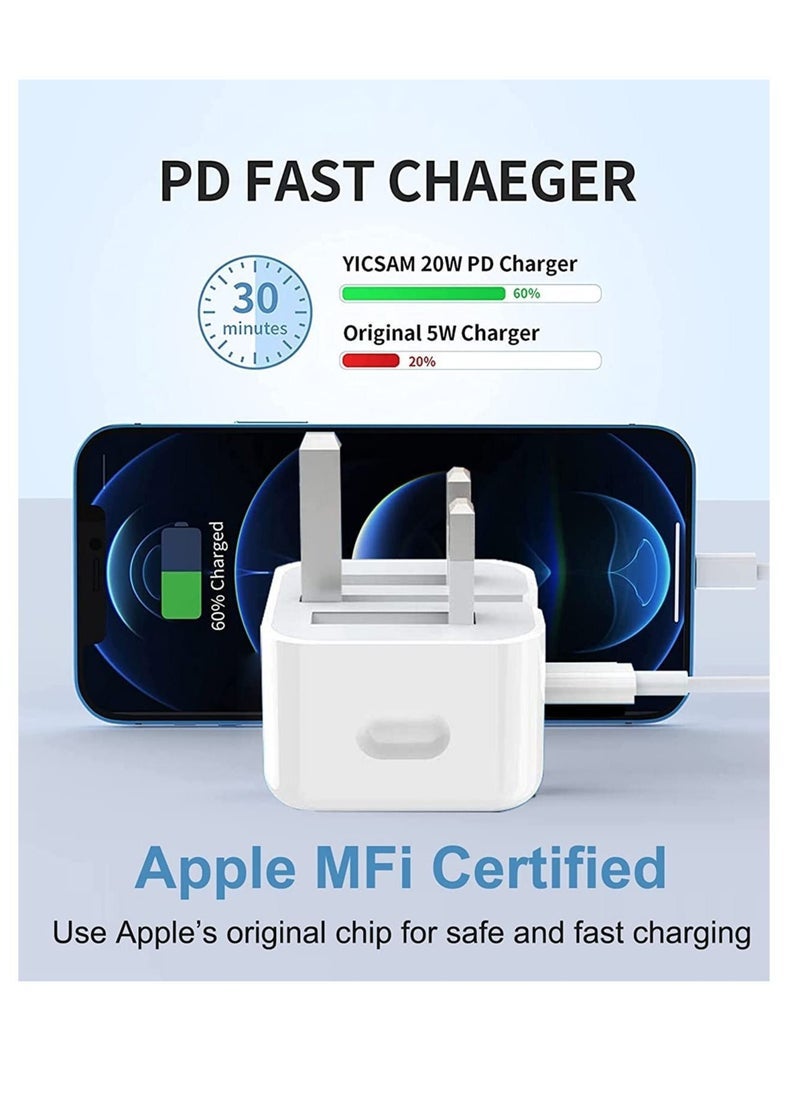 Gravity iPhone 20W Charger 【Apple MFi Certified】 USB C Plug Fast Charge and USB C to Lightning Cable 2M PD Power Adapter Compatible with iPhone 13 Pro Max 13 12 SE2020 11 XR XS Max X 8 Plus iPad Pro Air Mini - Image 3