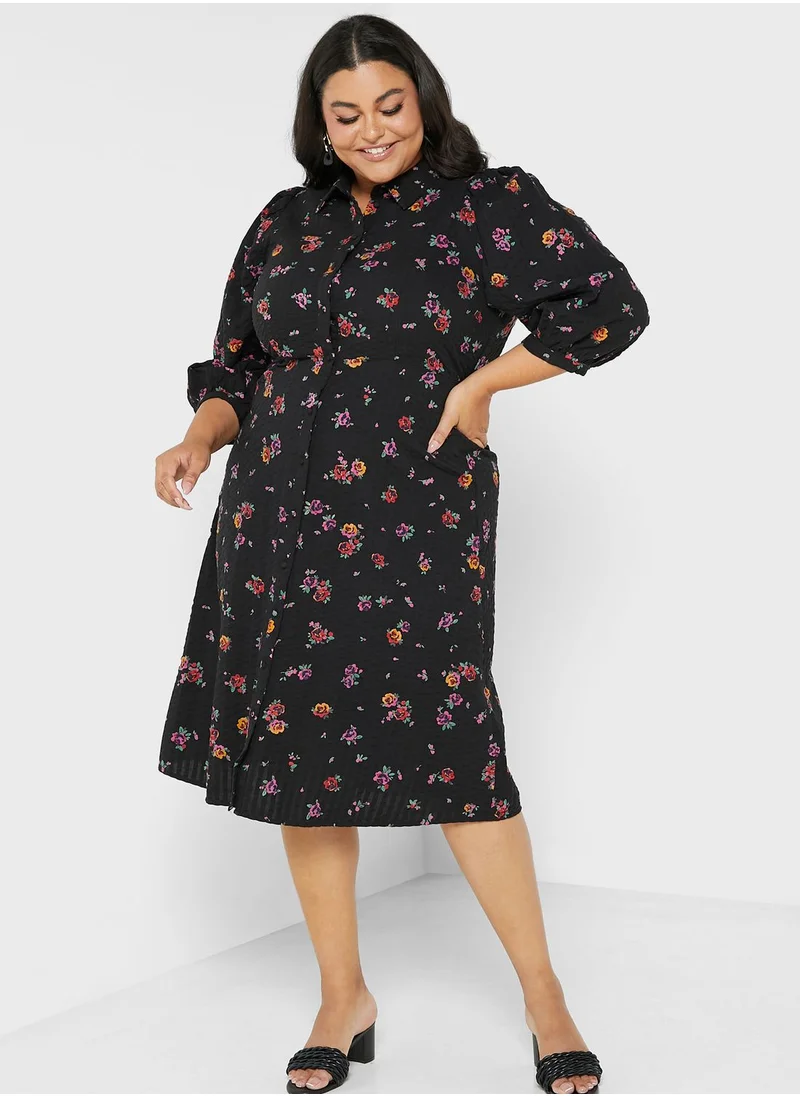 Vero Moda Curve Floral Printed Belted Dress