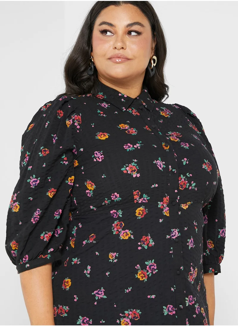 Vero Moda Curve Floral Printed Belted Dress