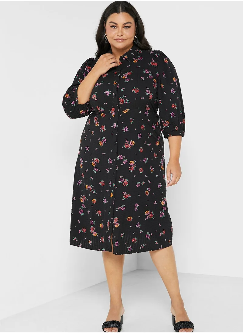 Vero Moda Curve Floral Printed Belted Dress