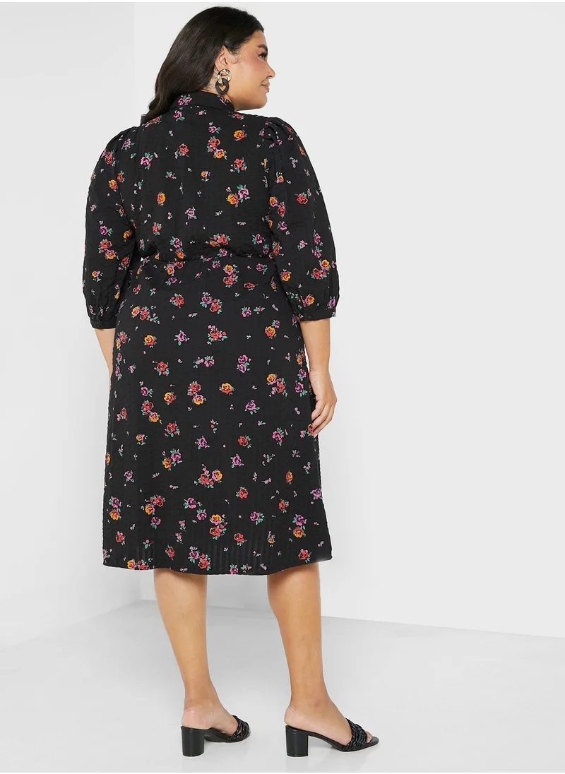 Vero Moda Curve Floral Printed Belted Dress