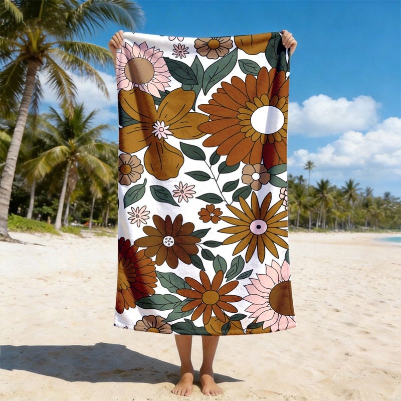 Floral Design Beach Towel 70x150cm Soft Quick Drying Absorbent Lightweight Polyester For Swimming Camping Surfing - Image 4