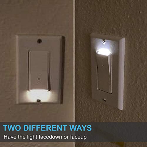 SOZULAMP 4 Pack Illuminated Light Switch, Lightswitch with LED Night Light, Automatic On/Off Sensor, Single Pole Switch, 15Amp 120/277Volt,White - Image 3