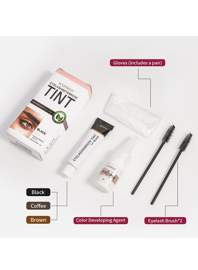 ICONSIGN Eyelash Eyebrow Tint —Dye Kit, 2-In-1 Eyelash and Eyebrow, Semi Permanent Eyebrow Dye Cream 7ML - Brown - Image 2