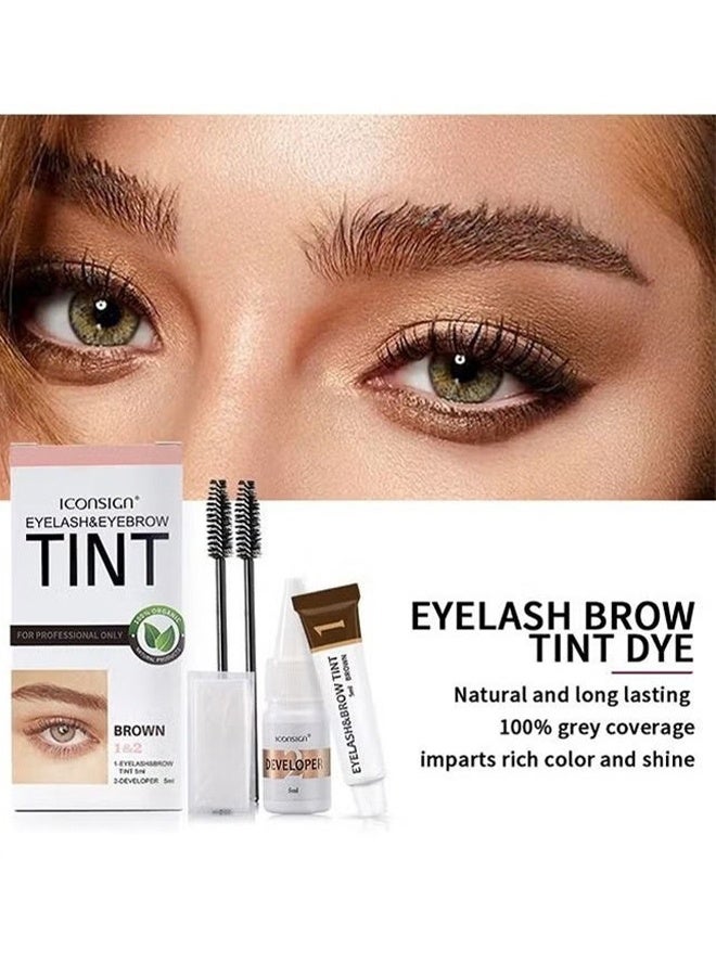 ICONSIGN Eyelash Eyebrow Tint —Dye Kit, 2-In-1 Eyelash and Eyebrow, Semi Permanent Eyebrow Dye Cream 7ML - Brown - Image 4