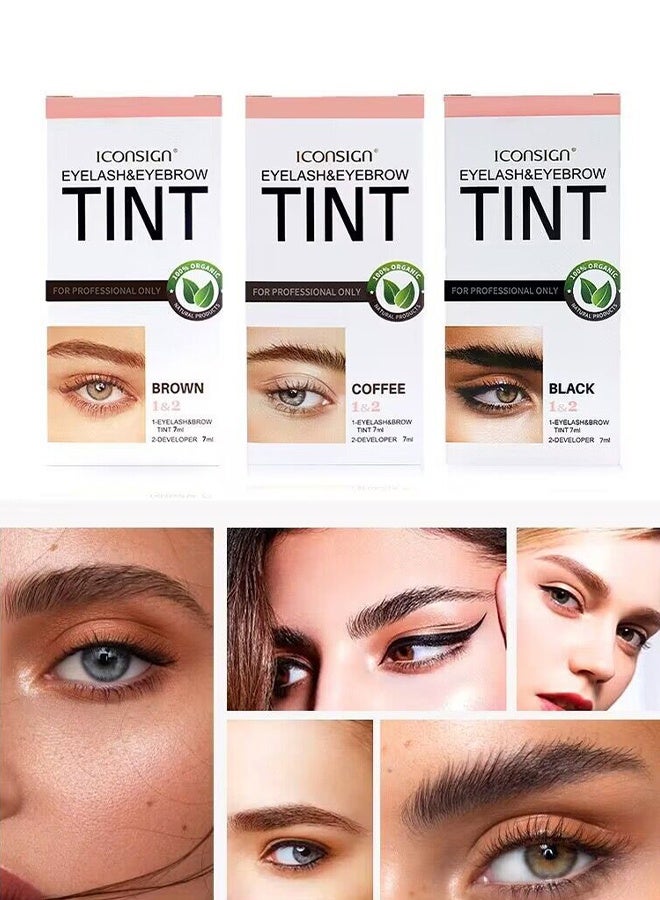 ICONSIGN Eyelash Eyebrow Tint —Dye Kit, 2-In-1 Eyelash and Eyebrow, Semi Permanent Eyebrow Dye Cream 7ML - Brown - Image 5