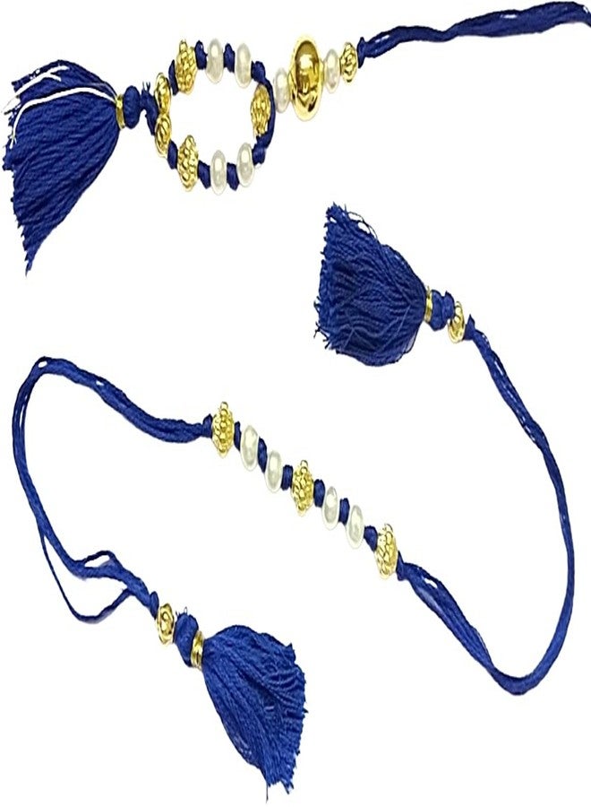 Krishna Rakhi set for Bhaiya Bhabhi Fancy lumba with fancy beads designer for Rakshabandhan in pair Bhaiya Bhabhi rakhi - Image 2