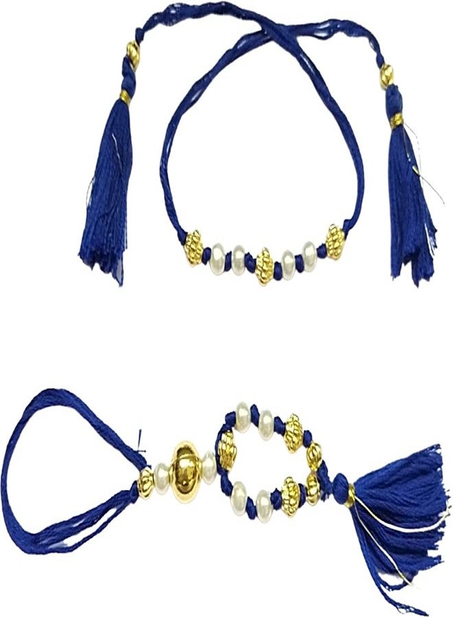Krishna Rakhi set for Bhaiya Bhabhi Fancy lumba with fancy beads designer for Rakshabandhan in pair Bhaiya Bhabhi rakhi - Image 3