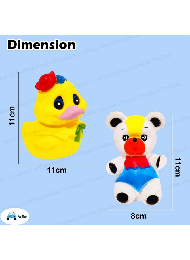 فنبلاست ألعاب استحمام على شكل بطة ودب من فن بلاست للأطفال غير سامة - عبوة من قطعتين - ألعاب استحمام ملونة على شكل حيوانات للأطفال الصغار، لعبة استحمام بالضغط على حوض الاستحمام للأطفال - Image 2