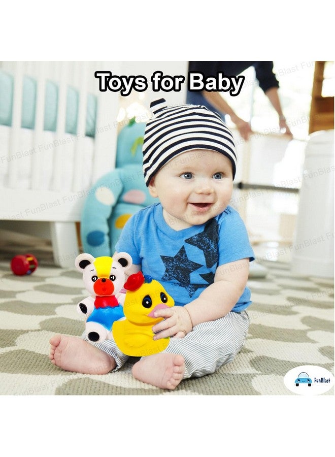 فنبلاست ألعاب استحمام على شكل بطة ودب من فن بلاست للأطفال غير سامة - عبوة من قطعتين - ألعاب استحمام ملونة على شكل حيوانات للأطفال الصغار، لعبة استحمام بالضغط على حوض الاستحمام للأطفال - Image 3