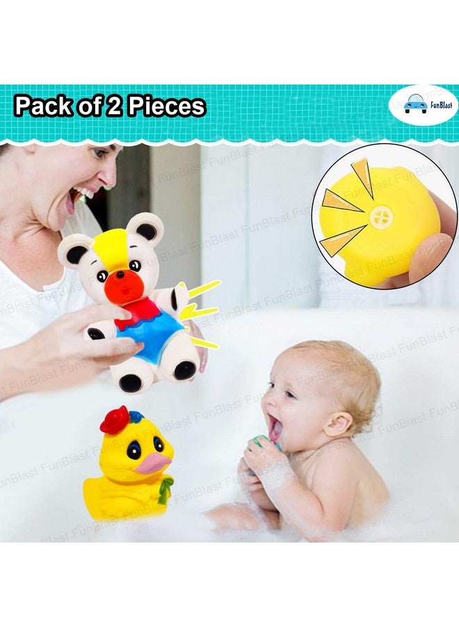 فنبلاست ألعاب استحمام على شكل بطة ودب من فن بلاست للأطفال غير سامة - عبوة من قطعتين - ألعاب استحمام ملونة على شكل حيوانات للأطفال الصغار، لعبة استحمام بالضغط على حوض الاستحمام للأطفال - Image 4