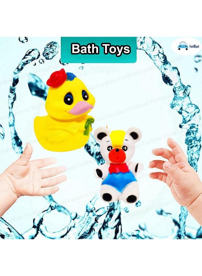 فنبلاست ألعاب استحمام على شكل بطة ودب من فن بلاست للأطفال غير سامة - عبوة من قطعتين - ألعاب استحمام ملونة على شكل حيوانات للأطفال الصغار، لعبة استحمام بالضغط على حوض الاستحمام للأطفال - Image 5