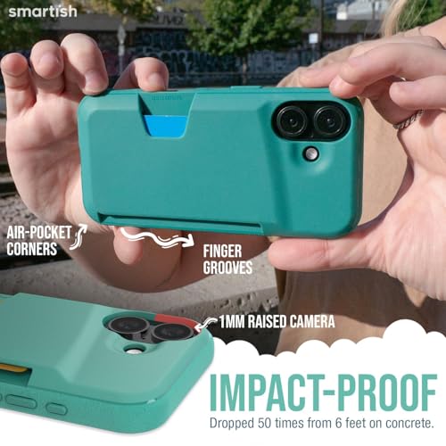Smartish® iPhone 16 Wallet Case - Wallet Slayer Vol. 1 [Slim + Protective] Credit Card Holder - Drop Tested Holds 4 Cards Hidden Flip Card Slot Cover Compatible with Apple iPhone 16 - So Jaded - Image 4