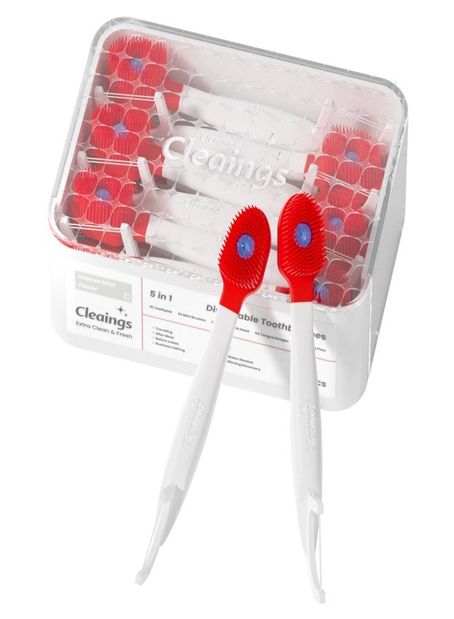 cleaings مجموعة فرشاة أسنان صغيرة للاستخدام مرة واحدة مع معجون أسنان وخيط تنظيف الأسنان - مستلزمات سفر محمولة للنساء والرجال، مثالية للتخييم والرحلات البرية والإجازات، 16 قطعة - بنكهة النعناع القوية (عبوة واحدة) - Image 1