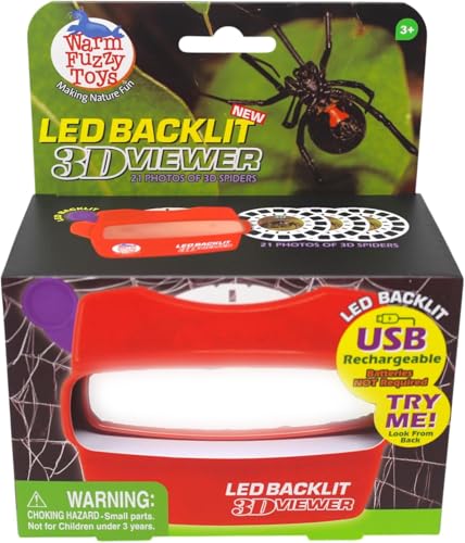 WARM FUZZY Toys LED Backlit 3D Viewer Spiders New 2025 USBC Rechargeable Slide Viewer for Kids Adults Includes 3 Reels with 21 HD 3D Images PatentPending Retro Toy No Light Source Needed - Image 5