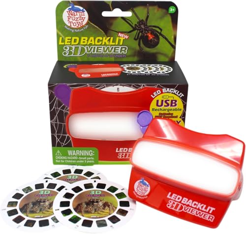 WARM FUZZY Toys LED Backlit 3D Viewer Spiders New 2025 USBC Rechargeable Slide Viewer for Kids Adults Includes 3 Reels with 21 HD 3D Images PatentPending Retro Toy No Light Source Needed - Image 1