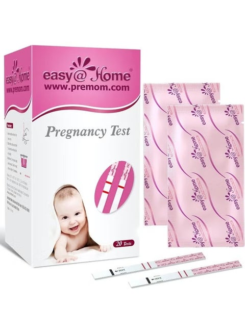 مجموعة شرائط اختبار الحمل Easy@Home، مدعومة بتطبيق Premom Ovulation Predictor لنظامي التشغيل iOS وAndroid، 20 اختبار HCG