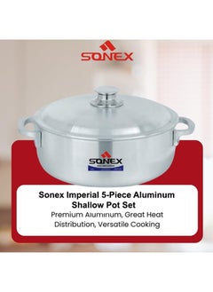 SONEX Sonex Imperial Cooking Pot Set 1/5 – Set of 5 Shallow Aluminum Pots, Caldero-Inspired Design, Sizes 2.5L to 9L, Dishwasher Safe, Multi-Purpose Wok and Cooking Pot  - Image 3