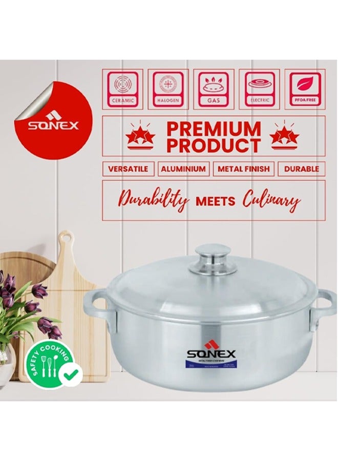 SONEX طقم قدر الطبخ سونيكس إمبريال 1/5 – مجموعة من 5 قدور ألومنيوم ضحلة، تصميم مستوحى من الكالديرو، أحجام من 2.5 لتر إلى 9 لتر، آمنة في غسالة الصحون، ووك متعدد الاستخدامات وقدر للطبخ - Image 4