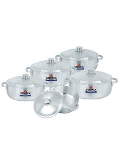 SONEX Sonex Imperial Cooking Pot Set 1/5 – Set of 5 Shallow Aluminum Pots, Caldero-Inspired Design, Sizes 2.5L to 9L, Dishwasher Safe, Multi-Purpose Wok and Cooking Pot  - Image 1