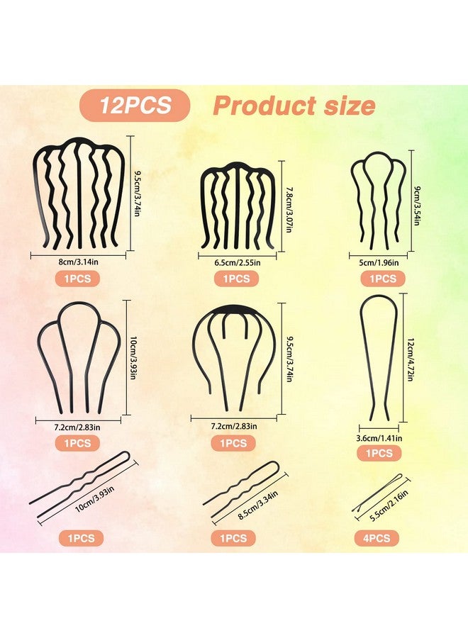 MIKIMIQI 12 Pcs Hair Side Combs For Women Accessories Hair Fork Clip For Updo Bun U Shape Hair Combs French Twist Teeth Hair Pin Stick For Women Girls Vintage Hair Styling Accessories - Image 2