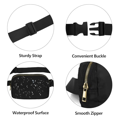 VOROLO Waist Pack for Running Fanny Pack for Women and Men Gift Crossbody Belt Bag Bum Bag with Adjustable Strap for Sports for Men and Women Black with rope - Image 4