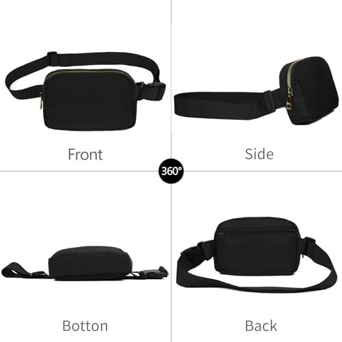 VOROLO Waist Pack for Running Fanny Pack for Women and Men Gift Crossbody Belt Bag Bum Bag with Adjustable Strap for Sports for Men and Women Black with rope - Image 2