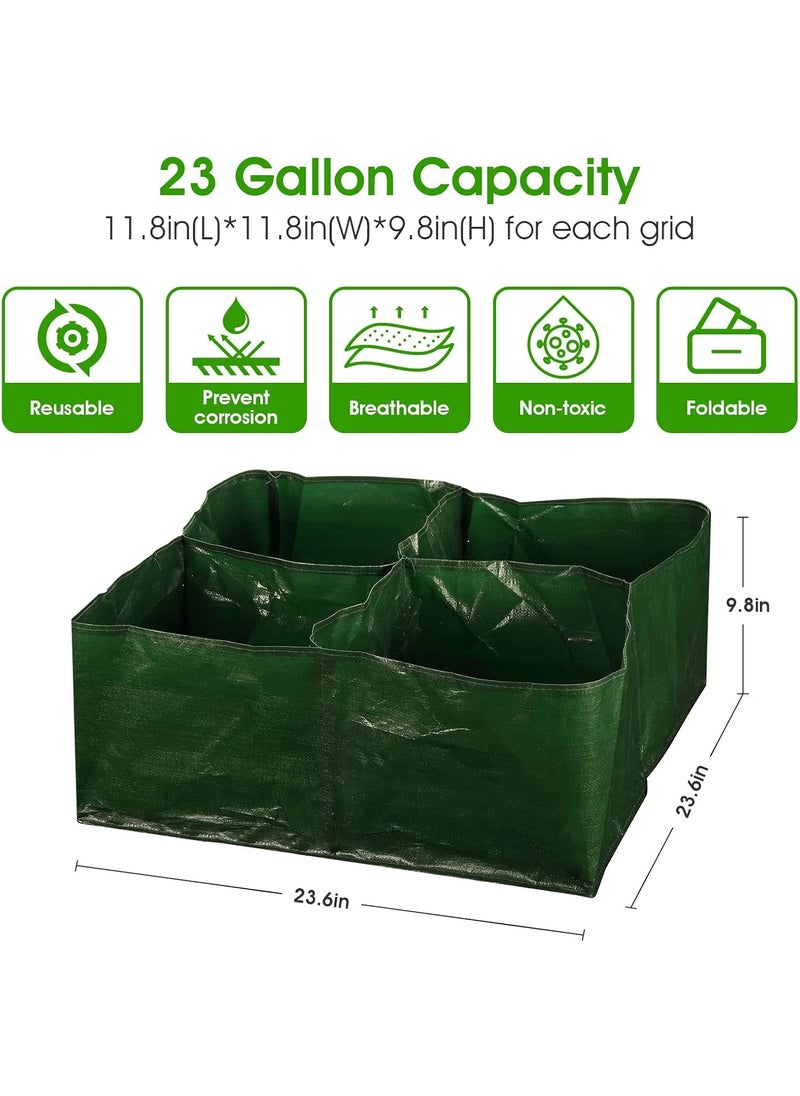 iPower iPower 23Gallon Plastic Raised Plant Grow Bag Garden Planting Bed with 4 Divided Grids Tomato Square Planter Pots Containers for Vegetables and Flowers 2 Packs  - Image 4