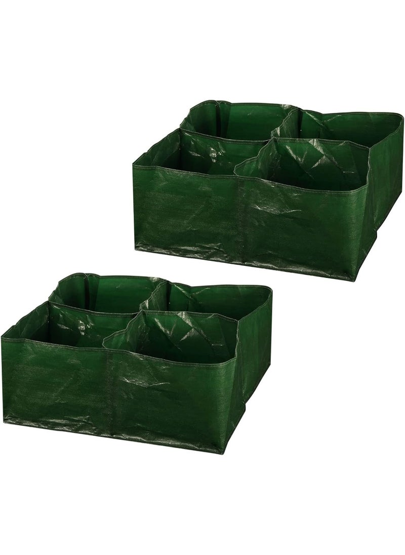 iPower iPower 23Gallon Plastic Raised Plant Grow Bag Garden Planting Bed with 4 Divided Grids Tomato Square Planter Pots Containers for Vegetables and Flowers 2 Packs  - Image 1