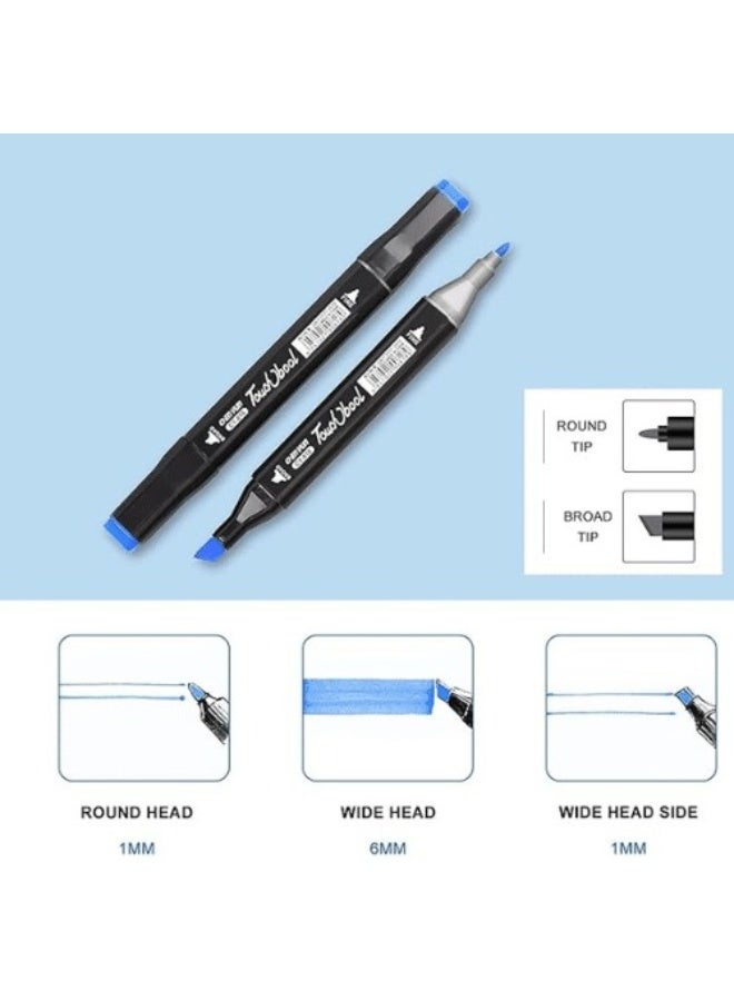 Touch Set of 80 dual-tip marker pens – Graphic drawing pens with a fine and broad dual-tip design for coloring, shading, design and art, permanent, non-toxic ink and comfortable to use, ideal for artists, students and designers. - Image 3