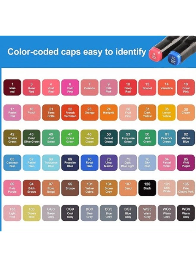 Touch Set of 80 dual-tip marker pens – Graphic drawing pens with a fine and broad dual-tip design for coloring, shading, design and art, permanent, non-toxic ink and comfortable to use, ideal for artists, students and designers. - Image 2