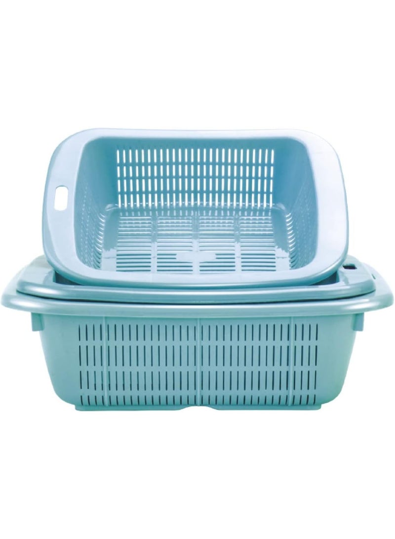 El Watania National Plastic Roma Square Vegetable Strainer, 3 Pieces, 35 cm Length x 27 cm Width, Multiple Colors, 6222011761112 - Image 2