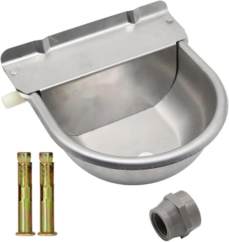 MODUODUO Automatic Horse Waterer Large Livestock Water Bowl 1.35Gal Stainless Steel Trough for Cattle Cow Pig Sheep Pet Dog - Image 1