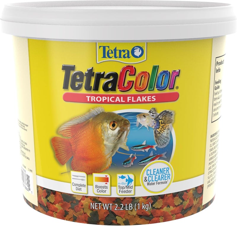 تترا رقائق TetraColor Tropical Flakes، طعام سمكي يعزز اللون، نظام غذائي متوازن من الناحية الغذائية للأسماك الاستوائية، وزن 2.2 رطل - Image 1