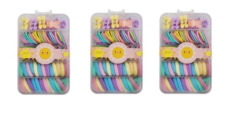 MPK PERFECT Hair Accessories Gift Set for Girls, Mini Clutcher Barrettes and Ponytail Holders with Storage Box, 3-Piece Set, Kanya Pujan Return Gift - Image 1