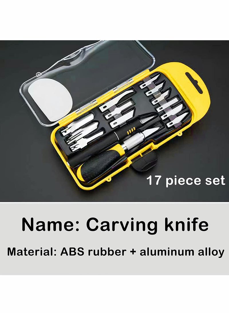 Craft Knife Set, Precision Exacto Utility Art Pumpkin Wood Carving Hobby Knife Blades Making Set Kit, 2 Pc with 14 Blades - Image 3