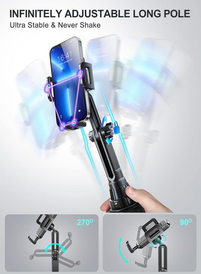 TOPGO Cup Phone Mount, [Height-Adjustable Pole & Non-Shaking] Cup Phone Holder for Car, Cell Phone Cradle for iPhone 16 and All 4.0-7.0 inches Smartphone - Black - Image 5