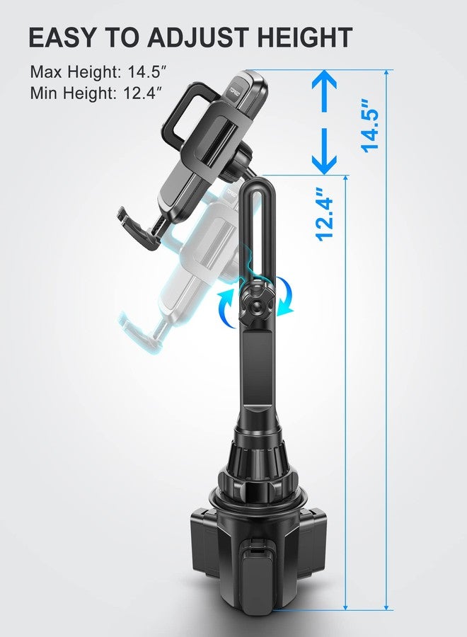 TOPGO Cup Phone Mount, [Height-Adjustable Pole & Non-Shaking] Cup Phone Holder for Car, Cell Phone Cradle for iPhone 16 and All 4.0-7.0 inches Smartphone - Black - Image 2