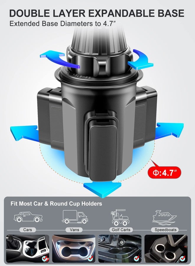 TOPGO Cup Phone Mount, [Height-Adjustable Pole & Non-Shaking] Cup Phone Holder for Car, Cell Phone Cradle for iPhone 16 and All 4.0-7.0 inches Smartphone - Black - Image 3