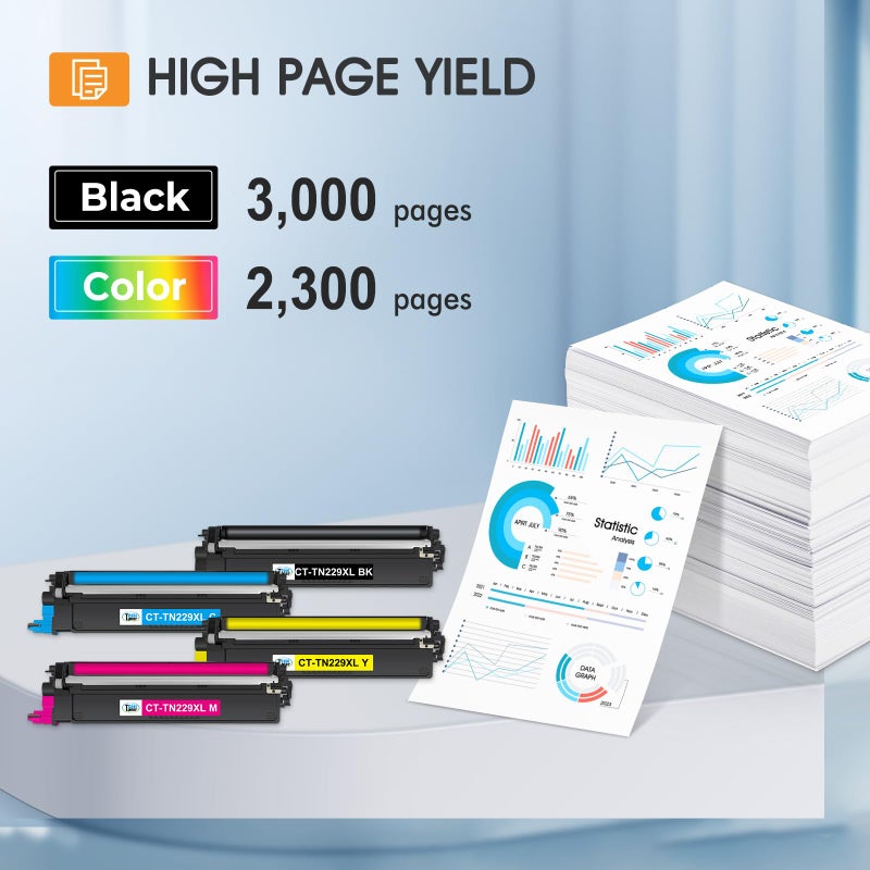 Cool Toner TN229 TN229XL Toner Cartridges MFC-L3780CDW MFC-L3720CDW: Compatible for Brother HL-L3280CDW HL-L3220CDW HL-L3300CDW HL-L3295CDW TN 229 229XL TN-229XL TN-229 229XL Toner Cartridges 4 Pack Printer - Image 3