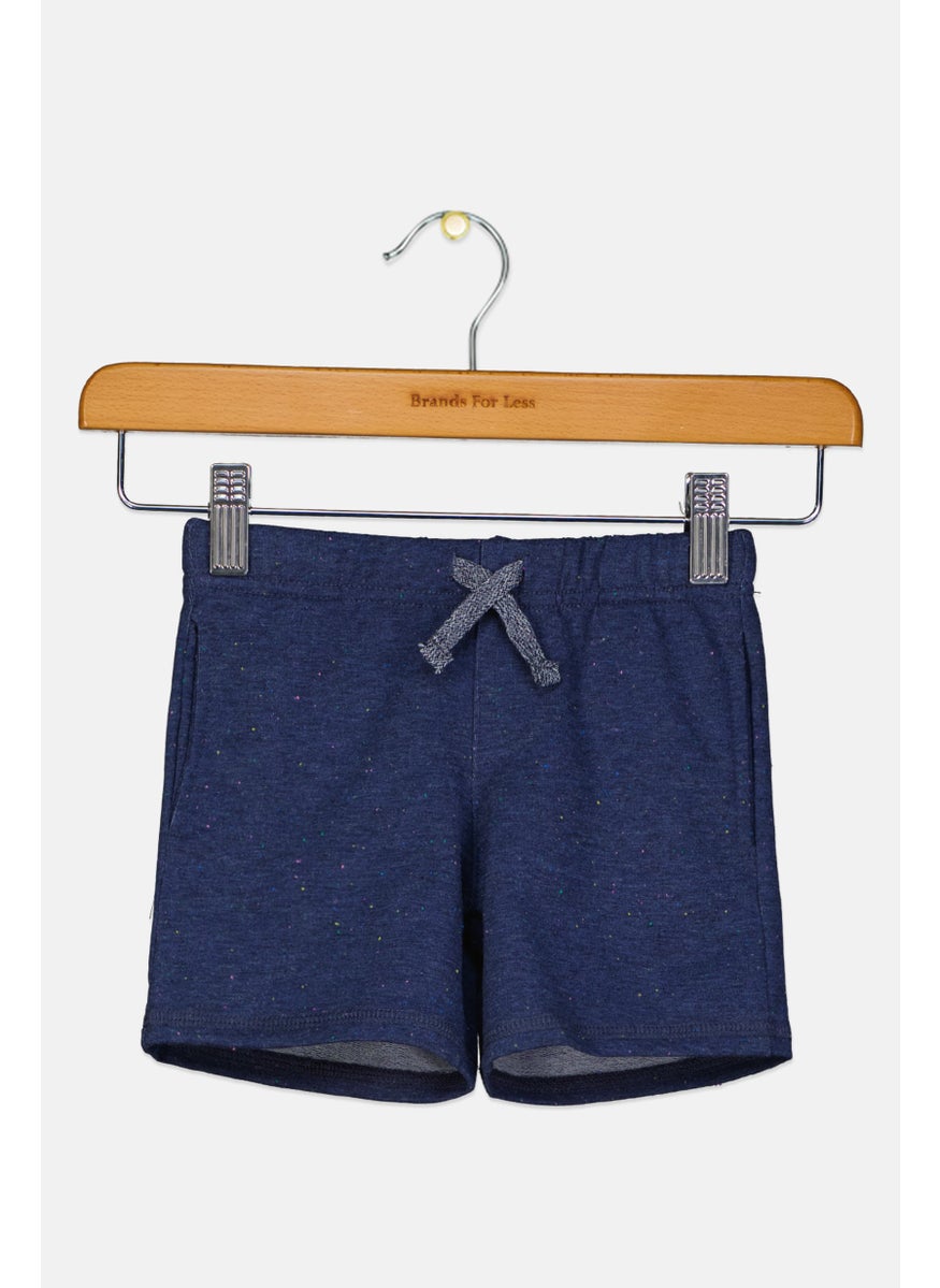 Andy & Evan Toddlers Boy Drawstring Heather Shorts, Navy  - Image 1
