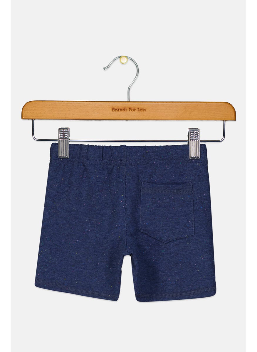 Andy & Evan Toddlers Boy Drawstring Heather Shorts, Navy  - Image 2