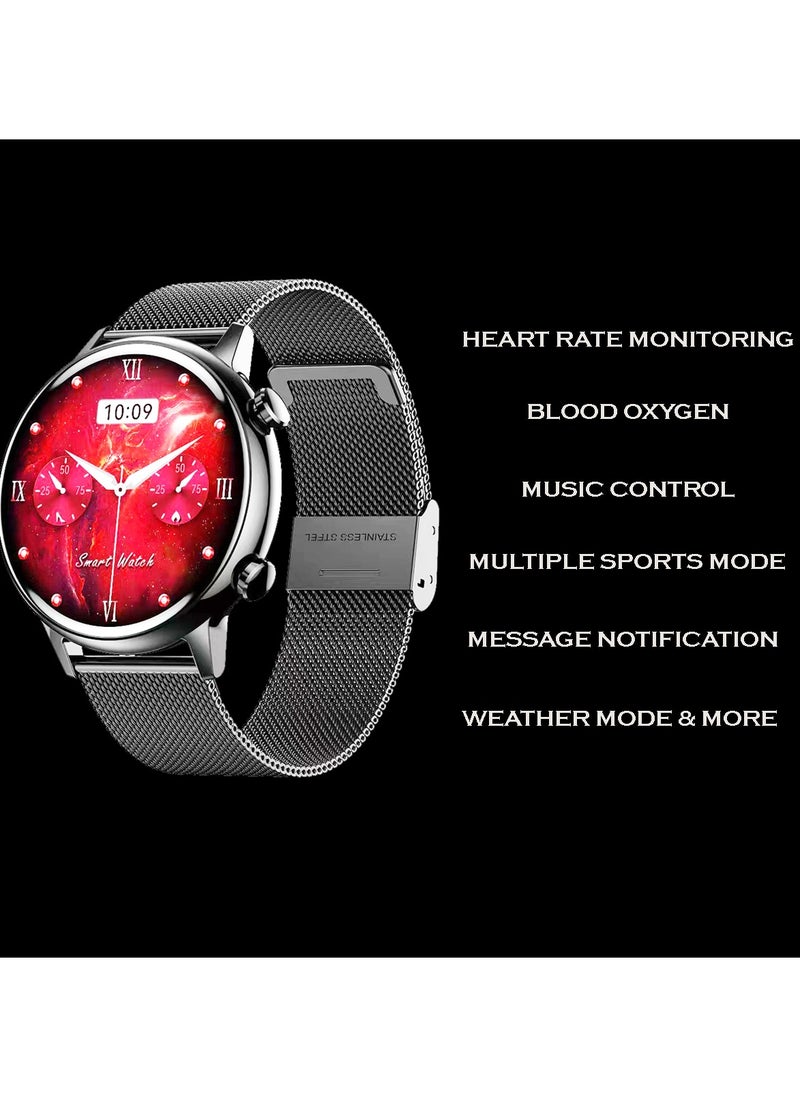 G-Tab - Gtab GT9 princess edition ladies smart watch with 1.1 inch round shape amoled display ip68 waterproof technology and wireless charger Silver - Image 1