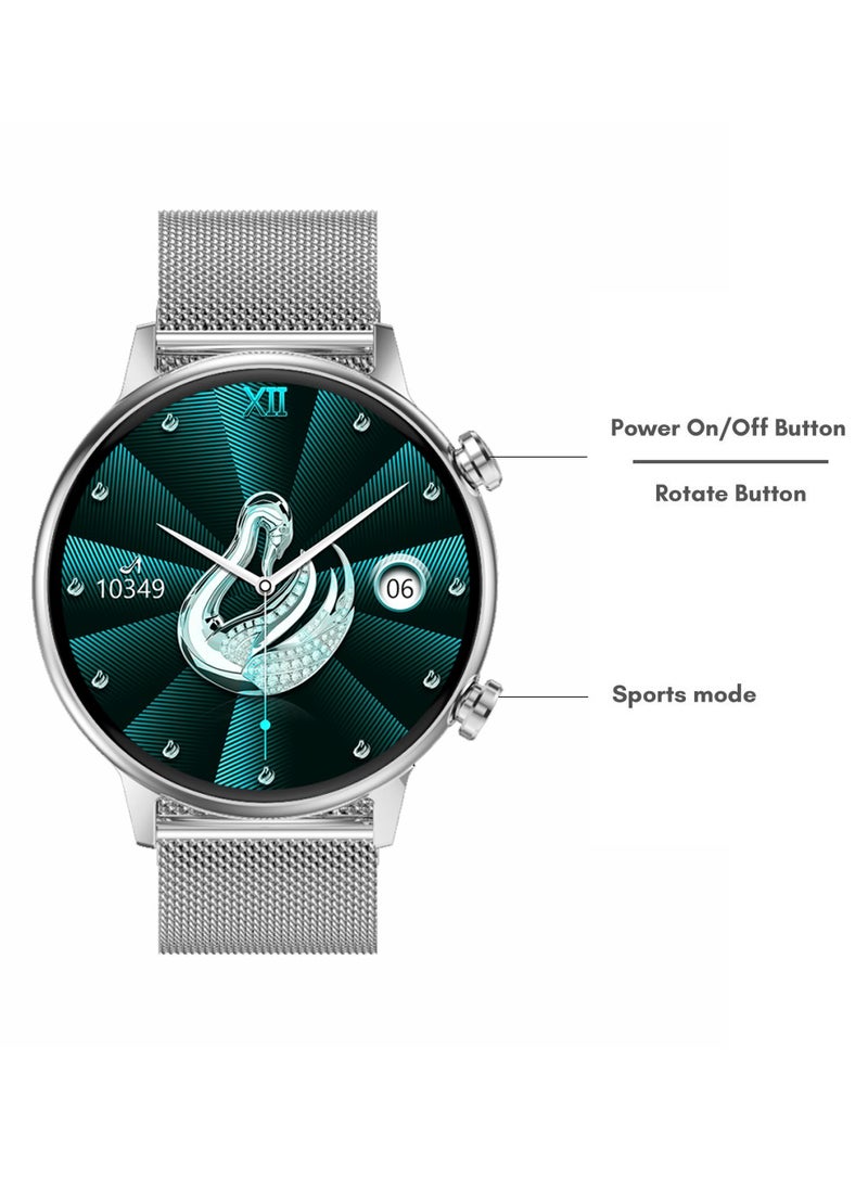 G-Tab - Gtab GT9 princess edition ladies smart watch with 1.1 inch round shape amoled display ip68 waterproof technology and wireless charger Silver - Image 1