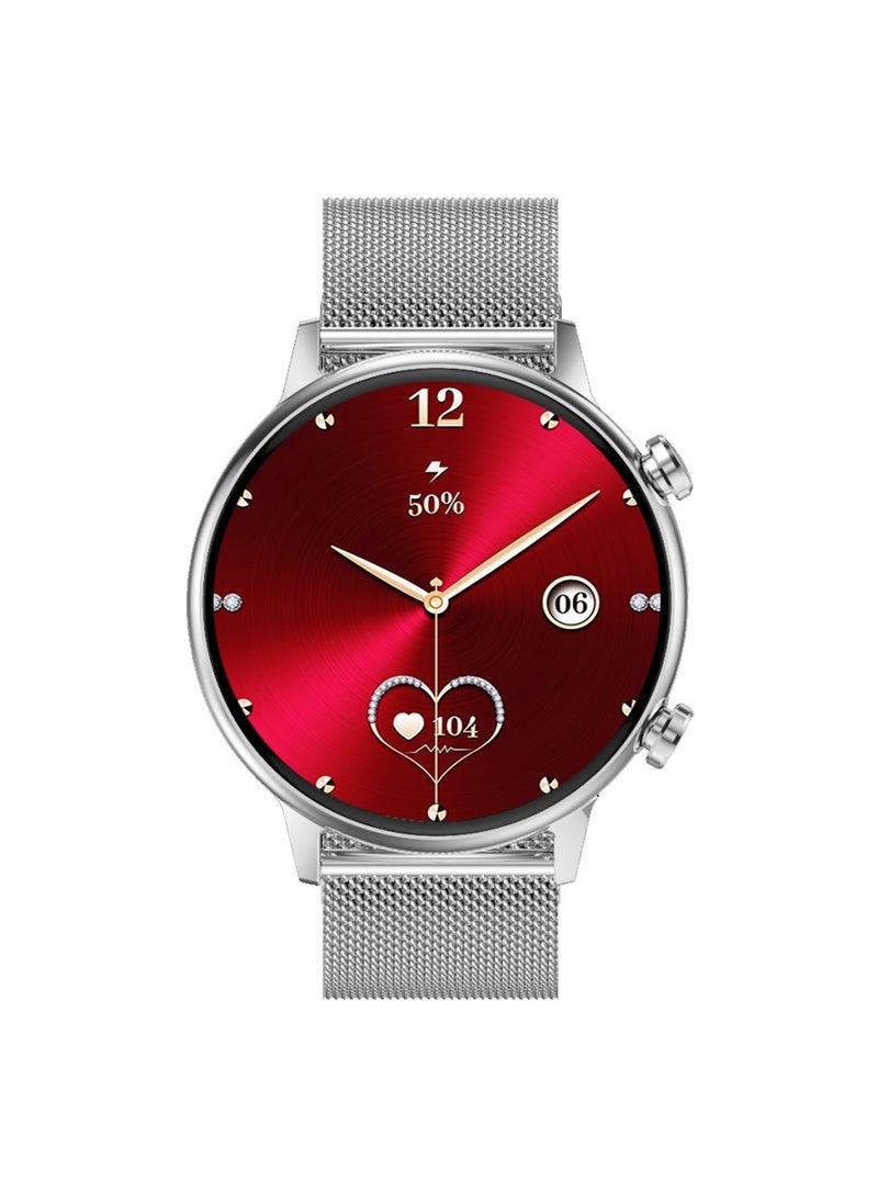 G-Tab - Gtab GT9 princess edition ladies smart watch with 1.1 inch round shape amoled display ip68 waterproof technology and wireless charger Silver - Image 1