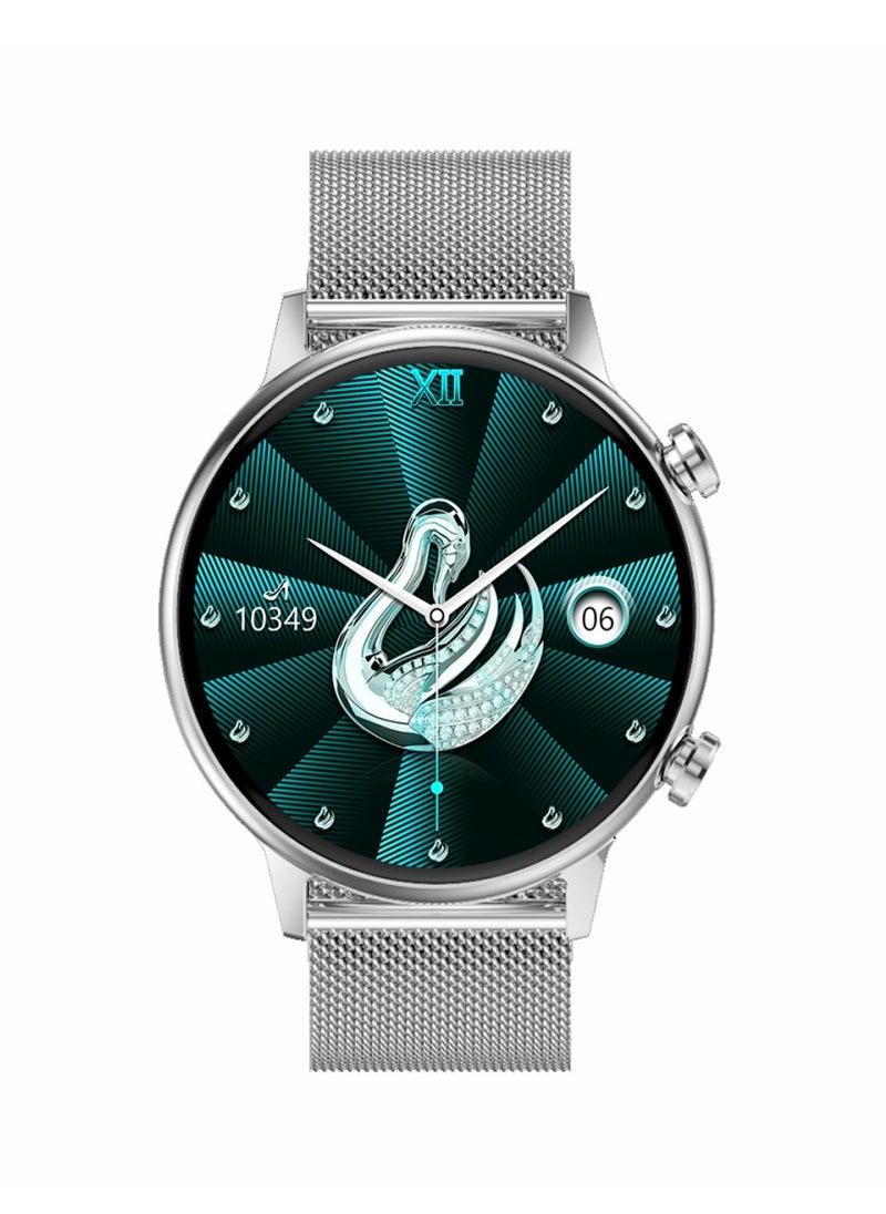 G-Tab - Gtab GT9 princess edition ladies smart watch with 1.1 inch round shape amoled display ip68 waterproof technology and wireless charger Silver - Image 1