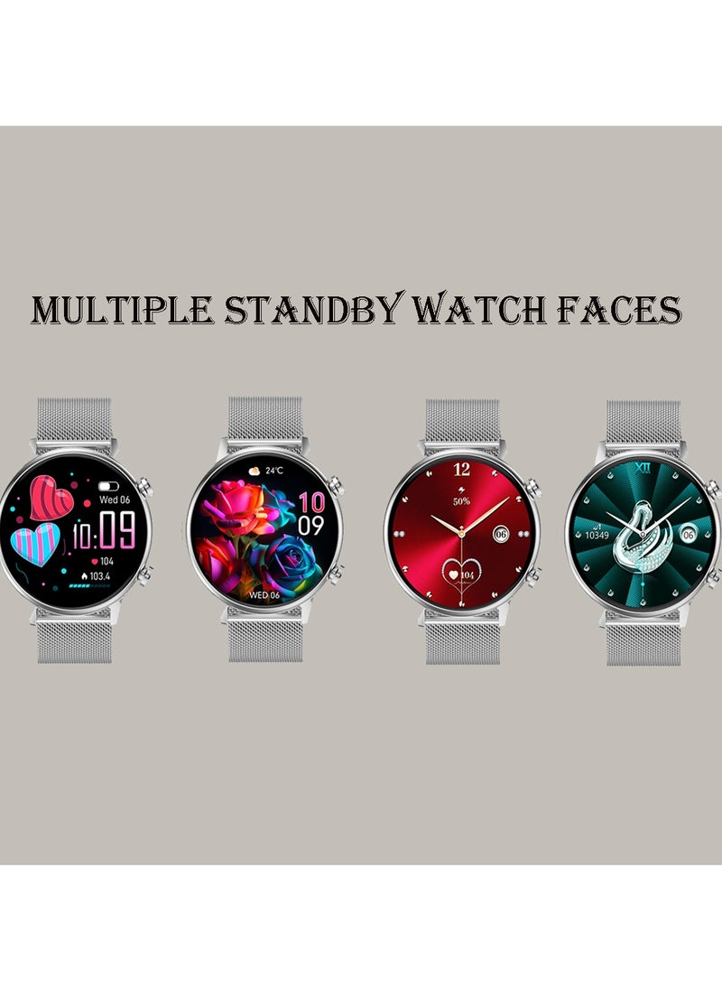 G-Tab - Gtab GT9 princess edition ladies smart watch with 1.1 inch round shape amoled display ip68 waterproof technology and wireless charger Silver - Image 1