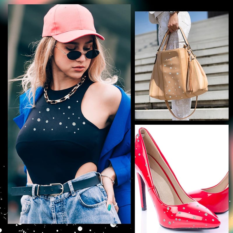 Glenmal 12 Sheet Ironon Rhinestone Sheets Crystal Transfers Glitter Hotfix Rhinestone Decals Hot Melt Patches in 2 Styles for Clothing Craft DIY Decor - Image 4