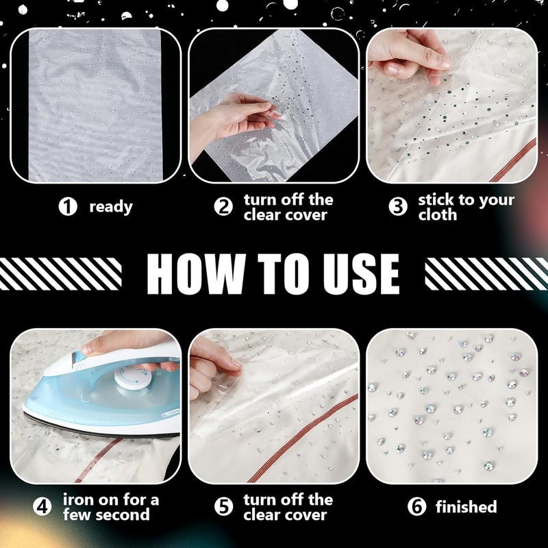 Glenmal 12 Sheet Ironon Rhinestone Sheets Crystal Transfers Glitter Hotfix Rhinestone Decals Hot Melt Patches in 2 Styles for Clothing Craft DIY Decor - Image 3