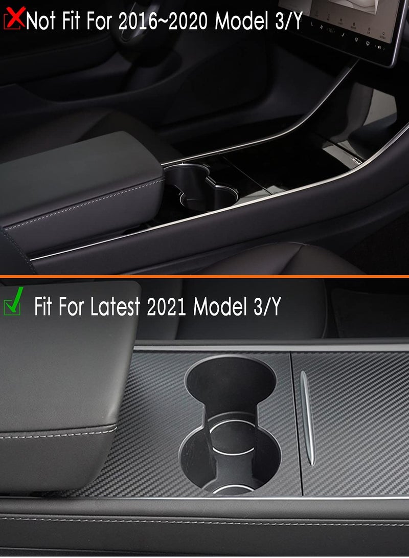 Matte Black Center Console Wrap Kit for Tesla Model 3 / Model Y 2021 - Interior Trim Cover in Matte Carbon Fiber Finish - Essential Accessory for Tesla 2021 Models - Image 2